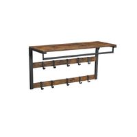 perchero de pared con ganchos roble y blanco marron rustico  negro  30 x 80 x 42 cm