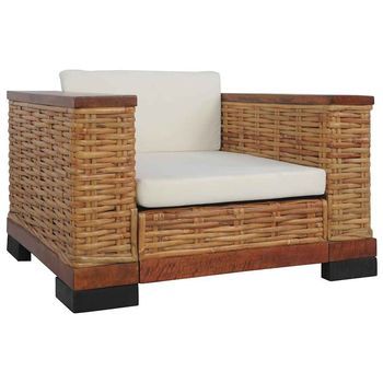 Sillón Con Cojines Ratán Natural Marrón Vidaxl