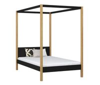 cama individual de madera con dosel n02 negro  roble