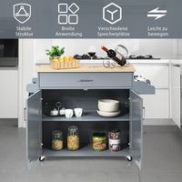 isla de cocina con carrito de almacenamiento rodante armario grande 116 x 40 x 85 cm gris  natural