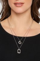 juego 2 collares plateados colgantes geometricos