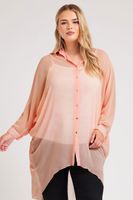 yours london camisa larga rosa de gasa con manga murcielago mujer curvy y tallas grandes yours london