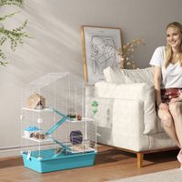 pawhut jaula para hamster de 5 niveles con plataformas 58x36x81 cm azul claro