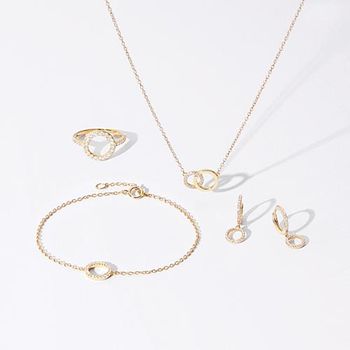 Engastado en plata 925 chapada en oro y circonitas