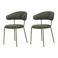 conjunto de 2 sillas de comedor verde oscuro acolchadas en tela