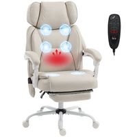 silla de escritorio con masaje y calor lumbar reclinable 135 reposapies crema 120kg