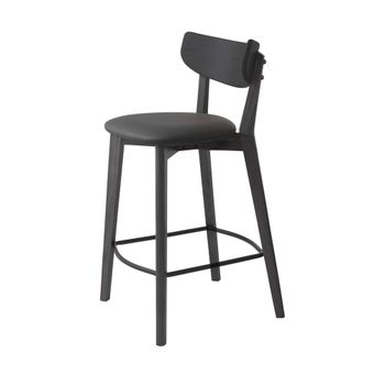 Lote de 2 sillas de bar de madera y simil piel h67cm - negro