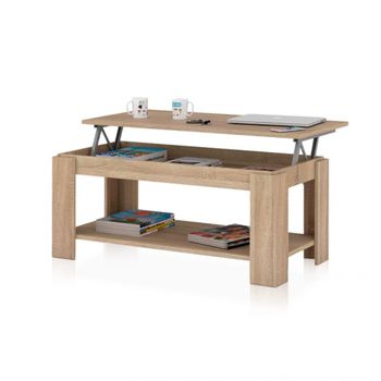 Mesa de centro elevable melamina roble canadian
