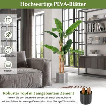 Planta De Banano Artificial Con 10 Hojas Y Tronco Verde 165 Cm
