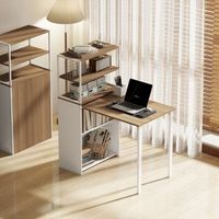 escritorio plegable con estanteria 105 x 60 x 127 cm 4 baldas color madera