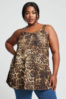 Limited Collection Top Marrón Leopardo Tirantes Con Cadena, Mujer Curvy Y Tallas Grandes, Limited Collection