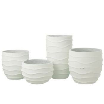 Macetero exterior en cerámica blanca 33,5 x 33,5 x 53,5 cm