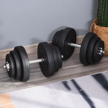 Juego De Mancuernas Homcom Pe Metal, Ø24.5x4.3 Cm, Negro