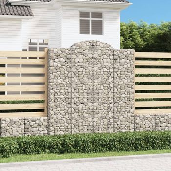 Cesta Gaviones | Gavión Para Piedras | Gavión Decorativo Forma Arco Hierro Galvanizado 200x30x220/240 Cm Cfw825456