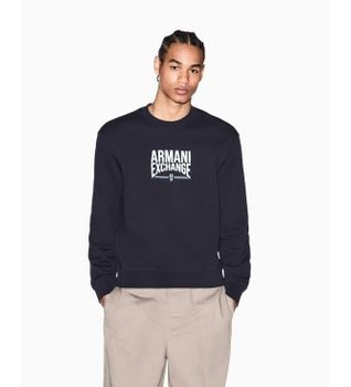 A|X Armani Exchange para hombre. XM002446AF22124UB101 Sudadera Diagonal Fleece marino (M), Casual, Algodón
