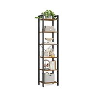 libreria de 6 niveles marron rustico y negro marron rustico  negro