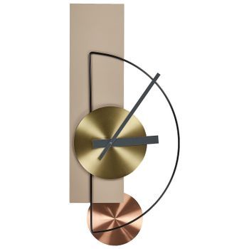 Reloj De Pared Decoración Colgante 31 X 63 Cm Diseño Moderno Con Péndulo Decorativo Sin Números Acero Beige Cevins