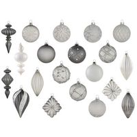 conjunto de 35 bolas de navidad decorativas de vidrio para colgar en el arbol de navidad estilo glam tradicional gris frostfall
