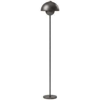 HOMCOM Lámpara de Pie Pantalla Redonda Interruptor de Pie Cable Largo Aspecto Elegante Metal Gris   Aosom España
