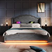 cama tapizada 180200terciopelo gris sin colchon