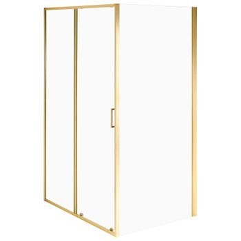 Cabina De Ducha Cuadrada De Vidrio Templado Con Una Puerta 90 X 120 X 190 Cm Dorado Langui