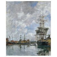 legendarte - cuadro lienzo impresion digital - deauville port - eugene boudin - decoracion pared cm 50x60