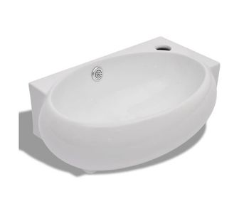 Vidaxl lavabo con hueco de grifo y rebosadero cerámica blanco
