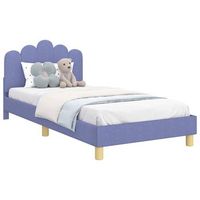 cama individual  cama para ninos con cabecero azul jeans 90 x 190 cm tela
