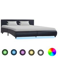 estructura de cama con led cuero sintetico negro 180x200 cm vidaxl
