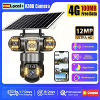 camara de seguridad solar v380 4g con triple lente 3 pantallas zoom 10x camara ip para exteriores deteccion humana pir vision nocturna resistente al agua ip66 vigilancia cctv