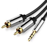 cable vention bcfbf 35mm jack a 2x rca 1m negro alta fidelidad