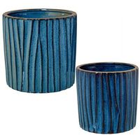 set 2 maceteros azul lacado
