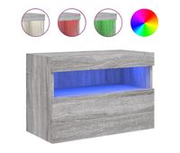 mueble tv - mesa de tv de pared con luces led gris sonoma 60x30x40 cm