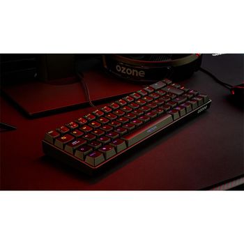 OZONE MINI TACTICAL- Teclado Gaming Mecanico sin Teclado numérico, Bluetooth 5.0, Switches Outemu Red, Iluminacion LED RGB, Silencioso, Layout Español, Negro