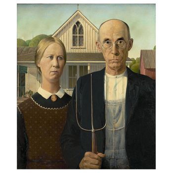 Legendarte - Cuadro Lienzo, Impresión Digital - Gótico Estadounidense - Grant Wood - Decoración Pared Cm. 60x90