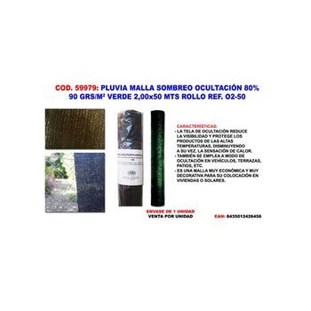 Pluvia Malla Sombreo Verde 90g/m2 2,00x50 M Rollos