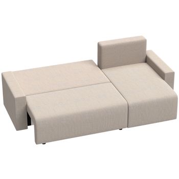 HOMCOM Sofá esquinero con cama y chaise longue reversible, sofá 3 plazas en L efecto ante, Beige