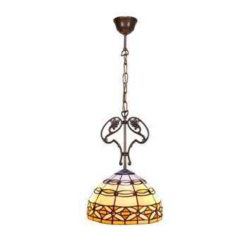 Colgante De Techo Mediano D. 30cm   Cadena Y Adorno Fundición Tiffany  Marfíl