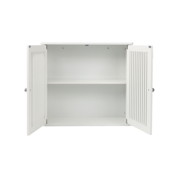 Armario De Baño De Pared De Mdf Con Doble Puerta De Lamas, 60 × 20 × 52 Cm – Blanco