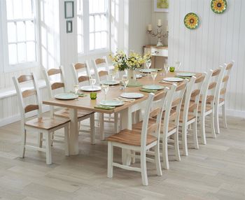 Somerset 180cm Oak and Cream Painted Extending Dining Table with Chairs - Cream, 6 Chairs