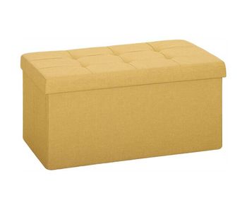 Homcom puff almacenaje, banco almacenaje plegable, 84 l, 76x38x38 cm, tapizado en lino sintético, baúl de almacenamiento, carga 120 kg, taburete para sala de estar, dormitorio, entrada, amarillo