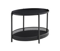 mesa de centro jaller ovalada con estante metal 66x51x 44 cm negro encasa