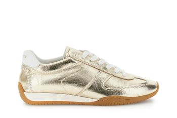 zapatillas de running con cordones en piel laminada light gold