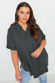 Yours Camisa Algodón De Cambray Negra, Mujer Curvy Y Tallas Grandes, Yours