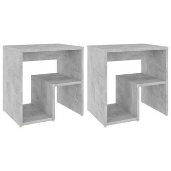Pack 2 Uds Mesitas De Noche | Mesilla De Noche Contrachapada Gris Hormigón 40x30x40 Cm