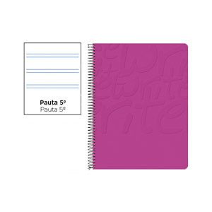 Cuaderno Espiral Folio Pautado 2.5mm 60g (Tapa Blanda) - Rosa