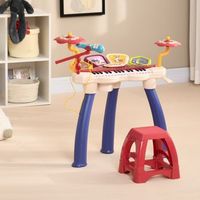 piano electronico infantil 2 en 1 con taburete multicolor aiyaplay