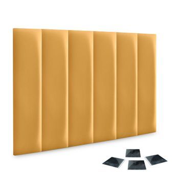 Dhome Juego De 6 Paneles Tapizados De Polipiel Ecológica Pack Autoadhesivos Para Pared Acústicos Absorbentes Protección (mostaza, 60x20cm, X6)
