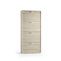 mueble zapatero de madera con efecto olmo y 4 puertas abatibles de doble fondo