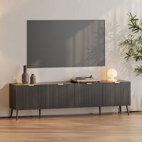 mesa de tv nand con puertas 180x35x51cm - negro encasa
